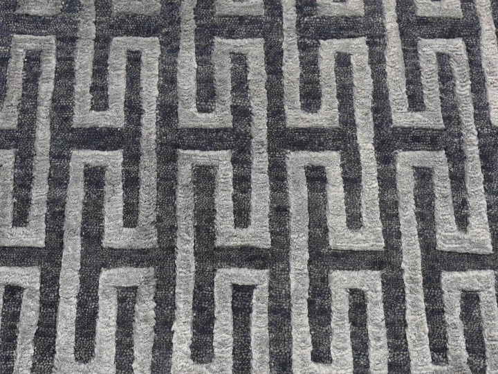 2'0" x 2'10" New Hand Knotted Grey Wool & Silk Rectangle Oriental Rug - MOA10287821