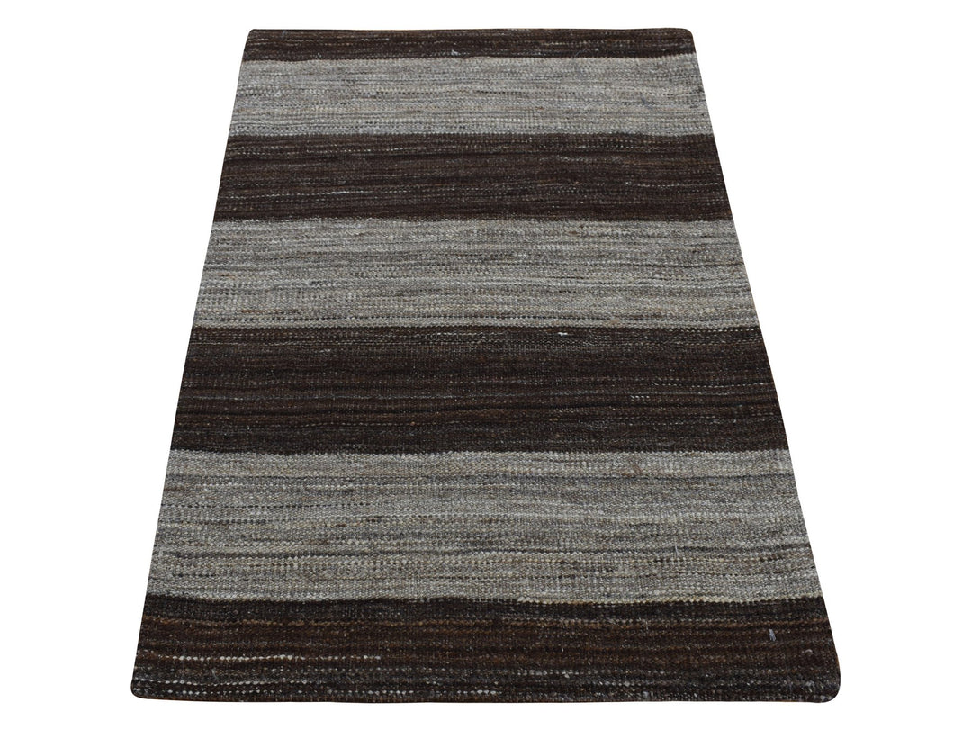 2'0" x 3'0" New Hand Woven Brown Wool Rectangle Oriental Rug - MOA10287822