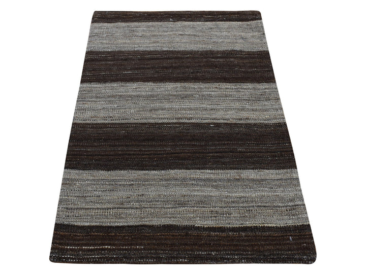 2'0" x 3'0" New Hand Woven Brown Wool Rectangle Oriental Rug - MOA10287822
