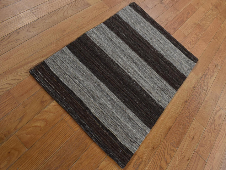 2'0" x 3'0" New Hand Woven Brown Wool Rectangle Oriental Rug - MOA10287822