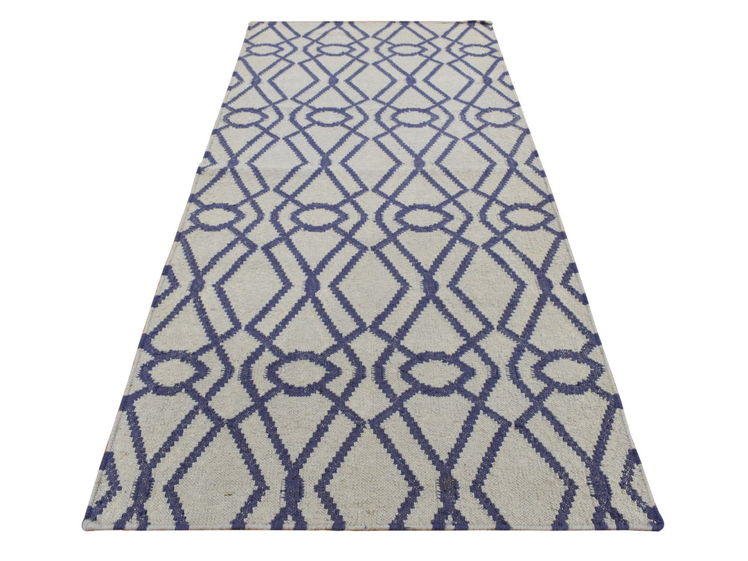 2'6" x 6'0" New Hand Woven Blue Wool Runner Oriental Rug - MOA10287832
