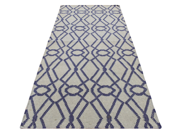 2'6" x 6'0" New Hand Woven Blue Wool Runner Oriental Rug - MOA10287832