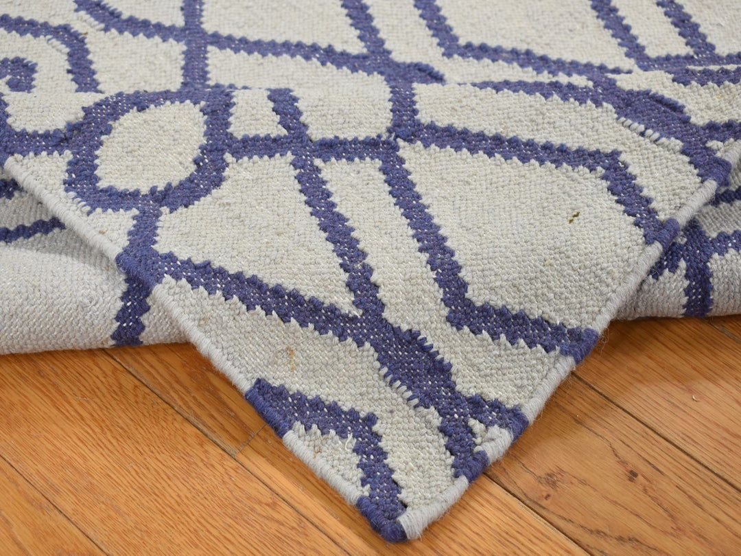 2'6" x 6'0" New Hand Woven Blue Wool Runner Oriental Rug - MOA10287832