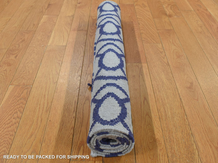 2'6" x 6'0" New Hand Woven Blue Wool Runner Oriental Rug - MOA10287832