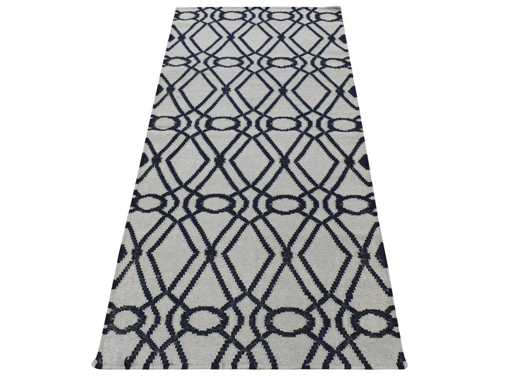 2'9" x 6'0" New Hand Woven Grey Wool Runner Oriental Rug - MOA10287834