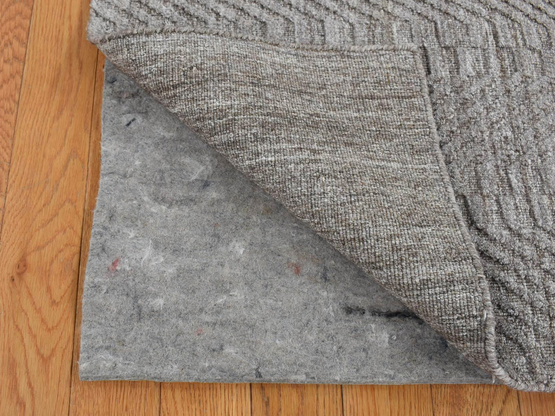 2'0" x 3'0" New Hand Loomed Grey Wool Rectangle Oriental Rug - MOA10287835