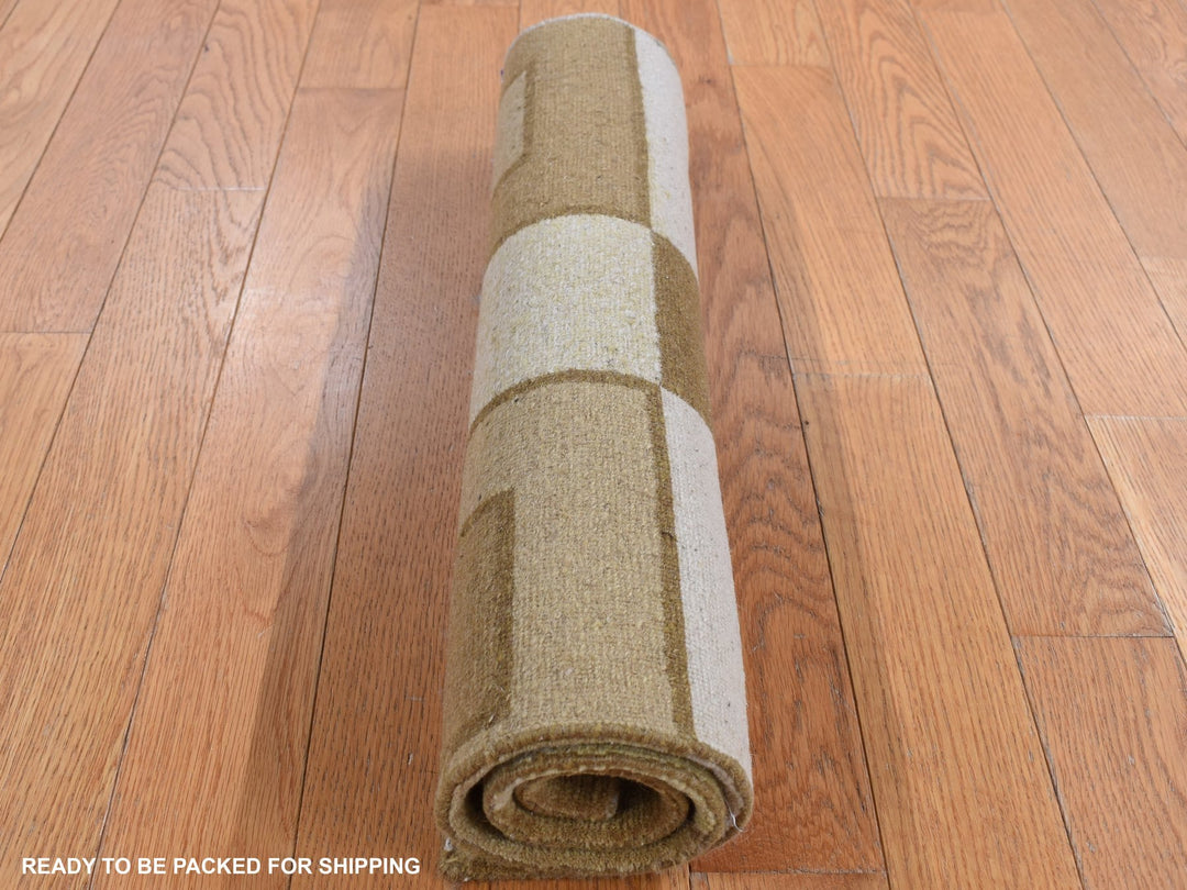 1'10" x 2'10" New Hand Knotted Brown Wool Rectangle Oriental Rug - MOA10287836
