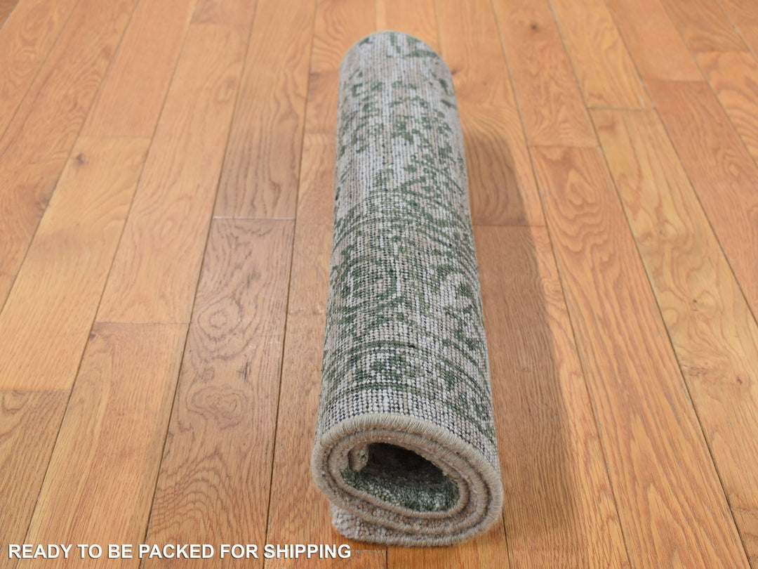2'0" x 3'0" New Hand Knotted Grey Wool & Silk Rectangle Oriental Rug - MOA10287837