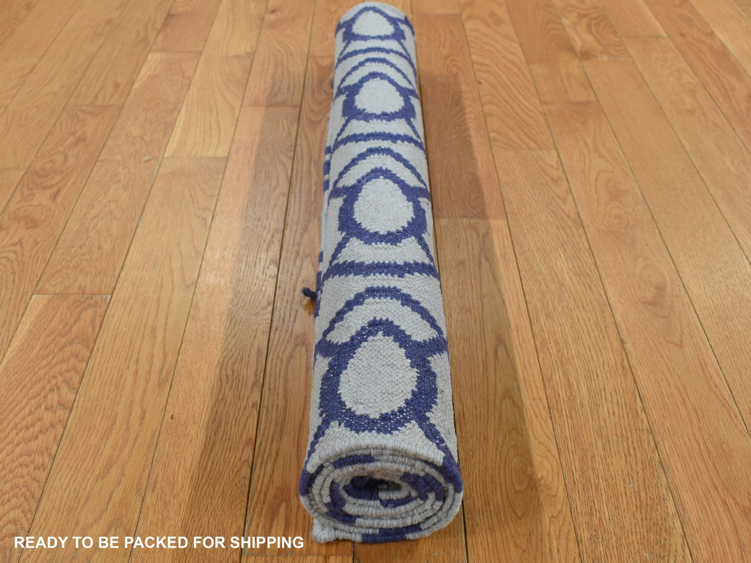 3'1" x 5'2" New Hand Woven Blue Wool Rectangle Oriental Rug - MOA10287841