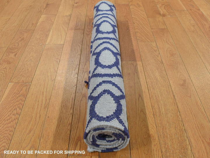 3'1" x 5'2" New Hand Woven Blue Wool Rectangle Oriental Rug - MOA10287841