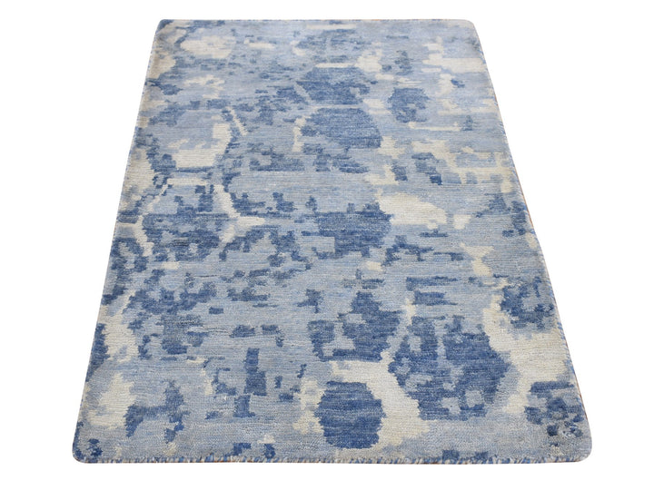 2'0" x 3'0" New Hand Knotted Blue Wool Rectangle Oriental Rug - MOA10287842
