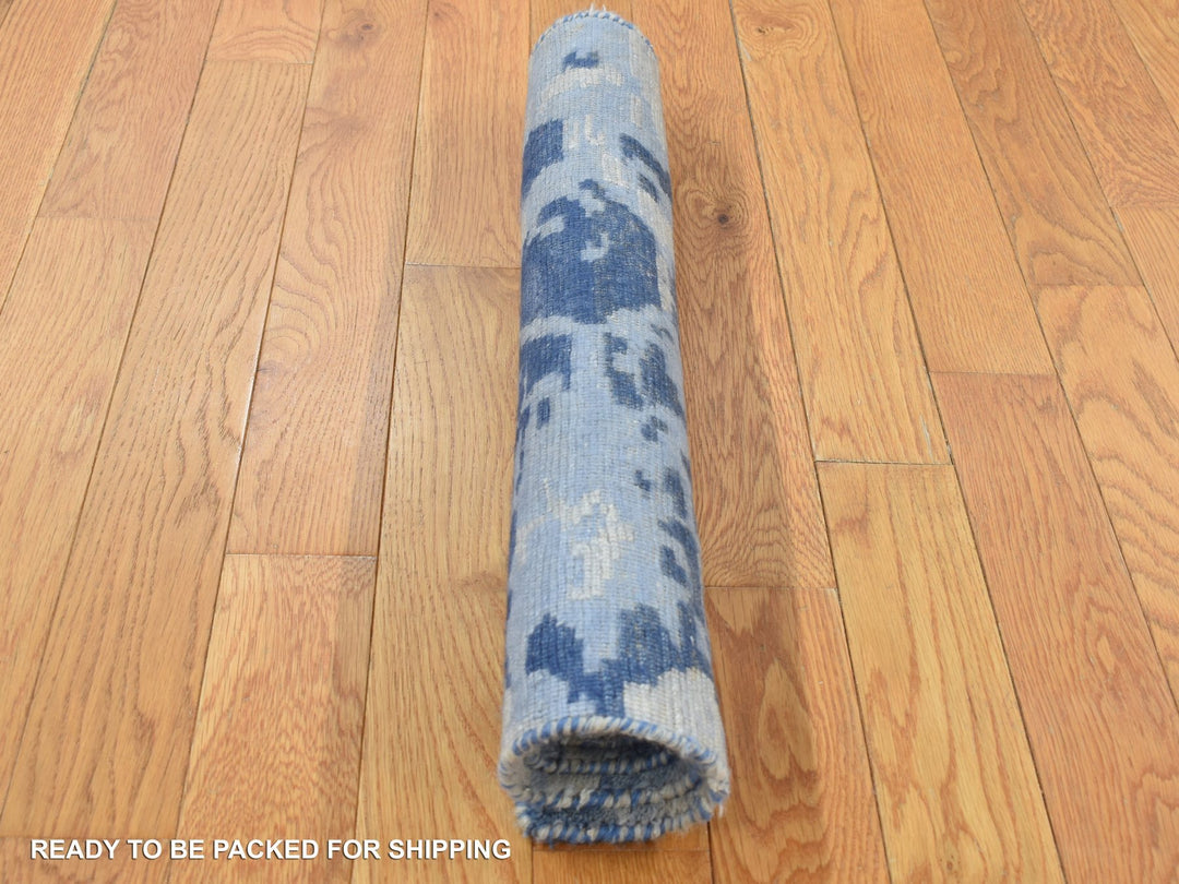 2'0" x 3'0" New Hand Knotted Blue Wool Rectangle Oriental Rug - MOA10287842