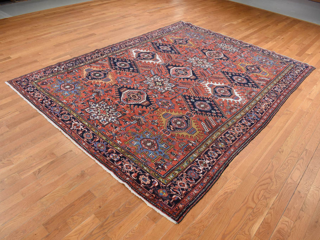 8'0" x 10'7" Vintage Hand Knotted Red Wool Rectangle Oriental Rug - MOA10287843