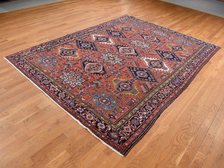 8'0" x 10'7" Vintage Hand Knotted Red Wool Rectangle Oriental Rug - MOA10287843