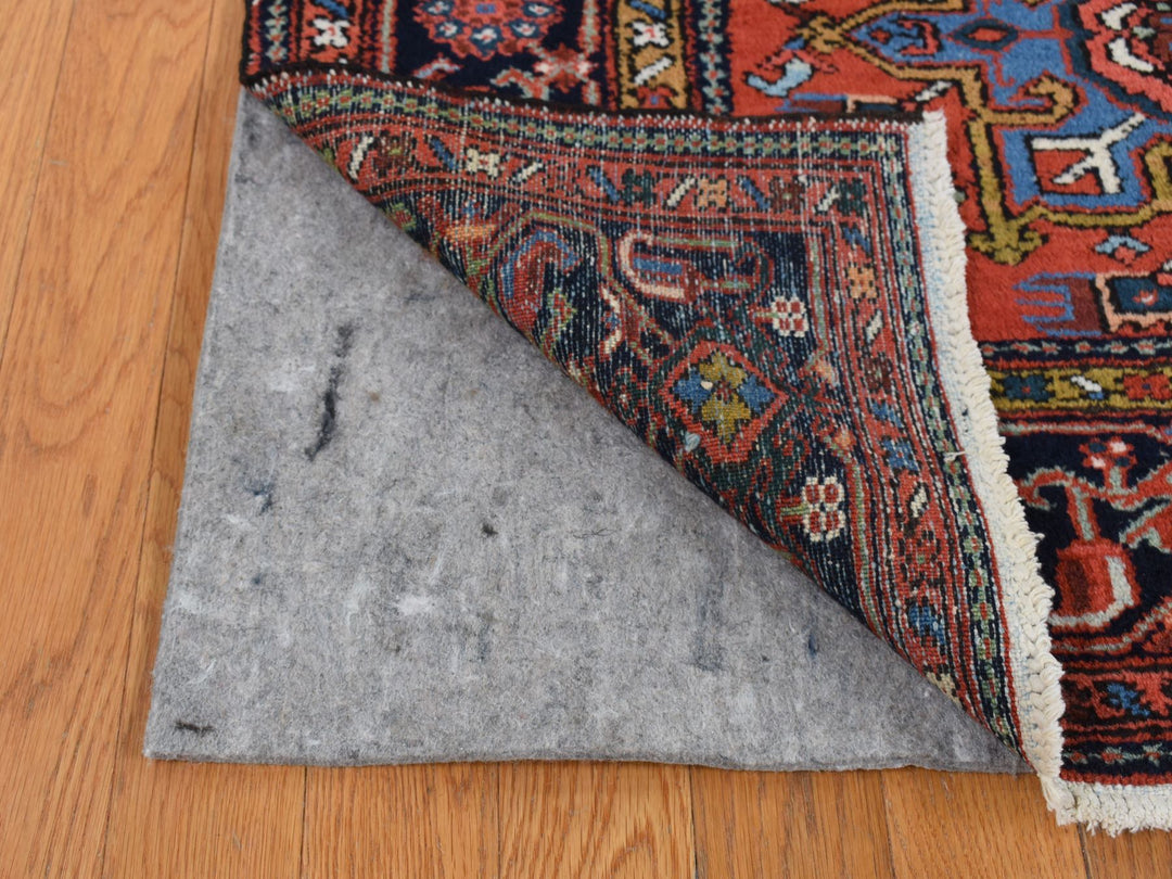 8'0" x 10'7" Vintage Hand Knotted Red Wool Rectangle Oriental Rug - MOA10287843