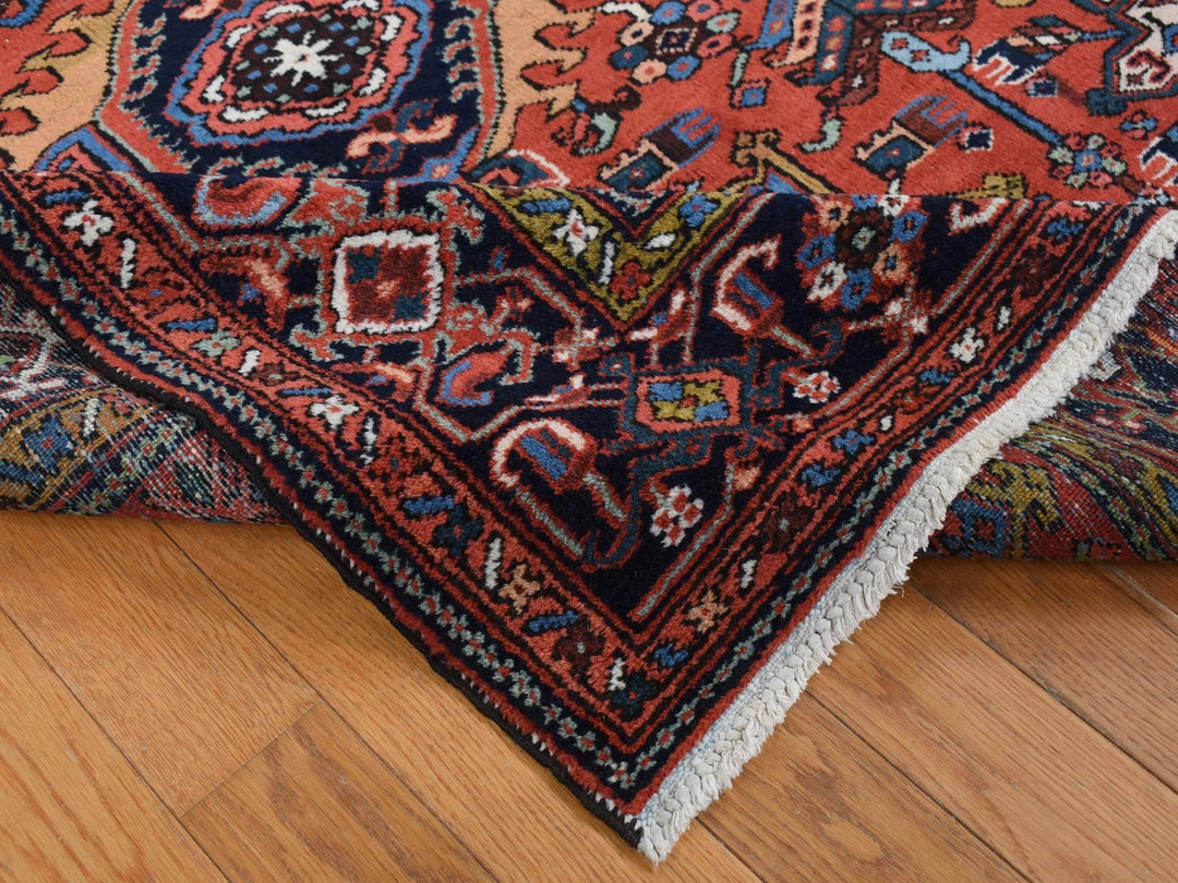 8'0" x 10'7" Vintage Hand Knotted Red Wool Rectangle Oriental Rug - MOA10287843