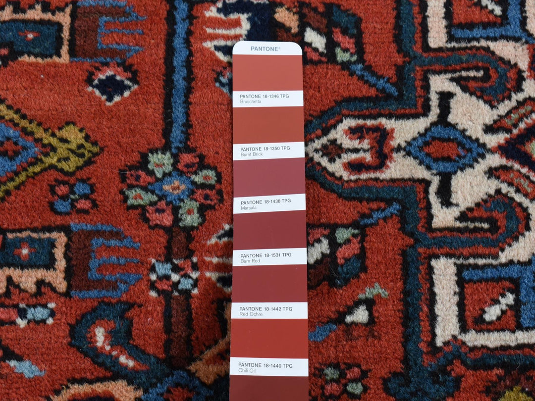 8'0" x 10'7" Vintage Hand Knotted Red Wool Rectangle Oriental Rug - MOA10287843