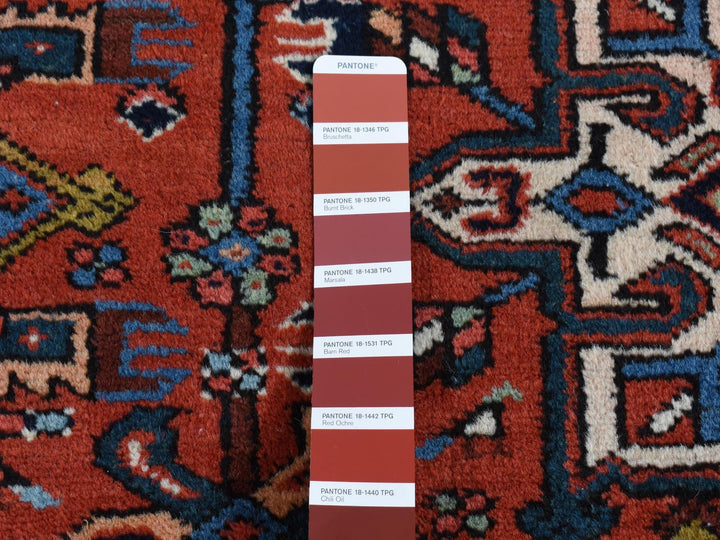 8'0" x 10'7" Vintage Hand Knotted Red Wool Rectangle Oriental Rug - MOA10287843