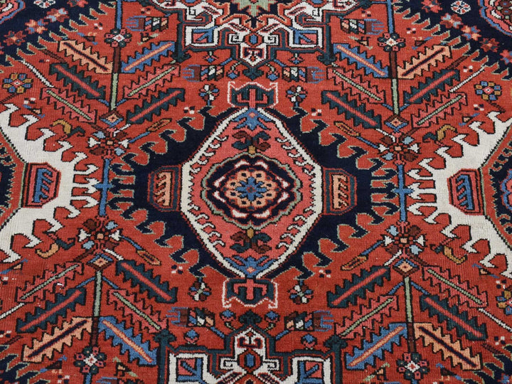 8'0" x 10'7" Vintage Hand Knotted Red Wool Rectangle Oriental Rug - MOA10287843