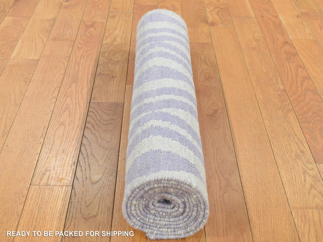 2'8" x 8'0" New Hand Woven Purple Wool Runner Oriental Rug - MOA10287844