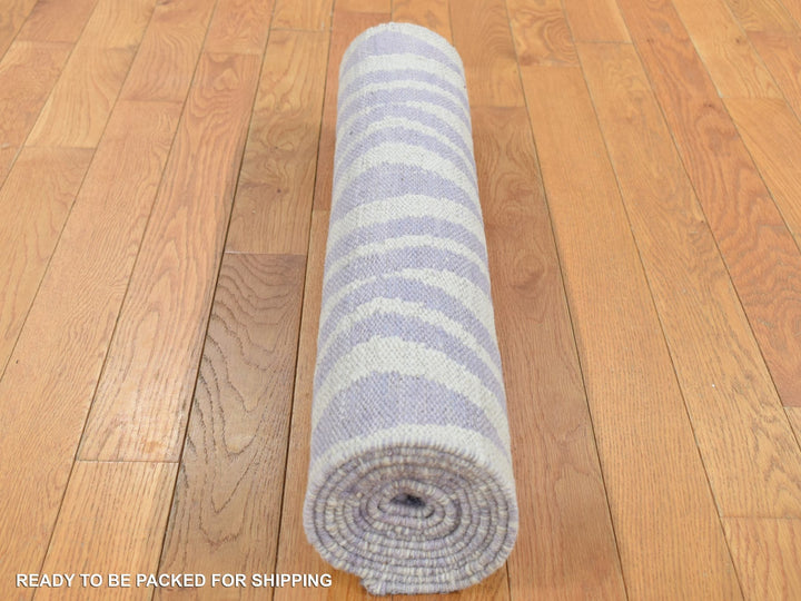 2'8" x 8'0" New Hand Woven Purple Wool Runner Oriental Rug - MOA10287844