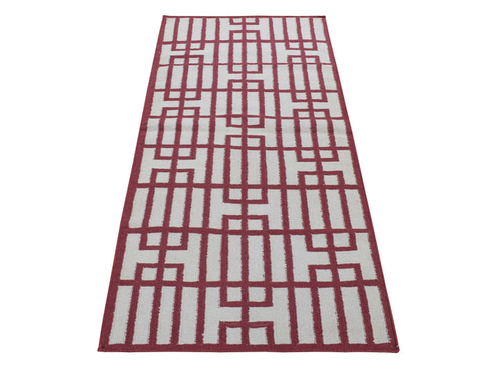 2'5" x 6'1" New Hand Woven Red Wool Runner Oriental Rug - MOA10287846