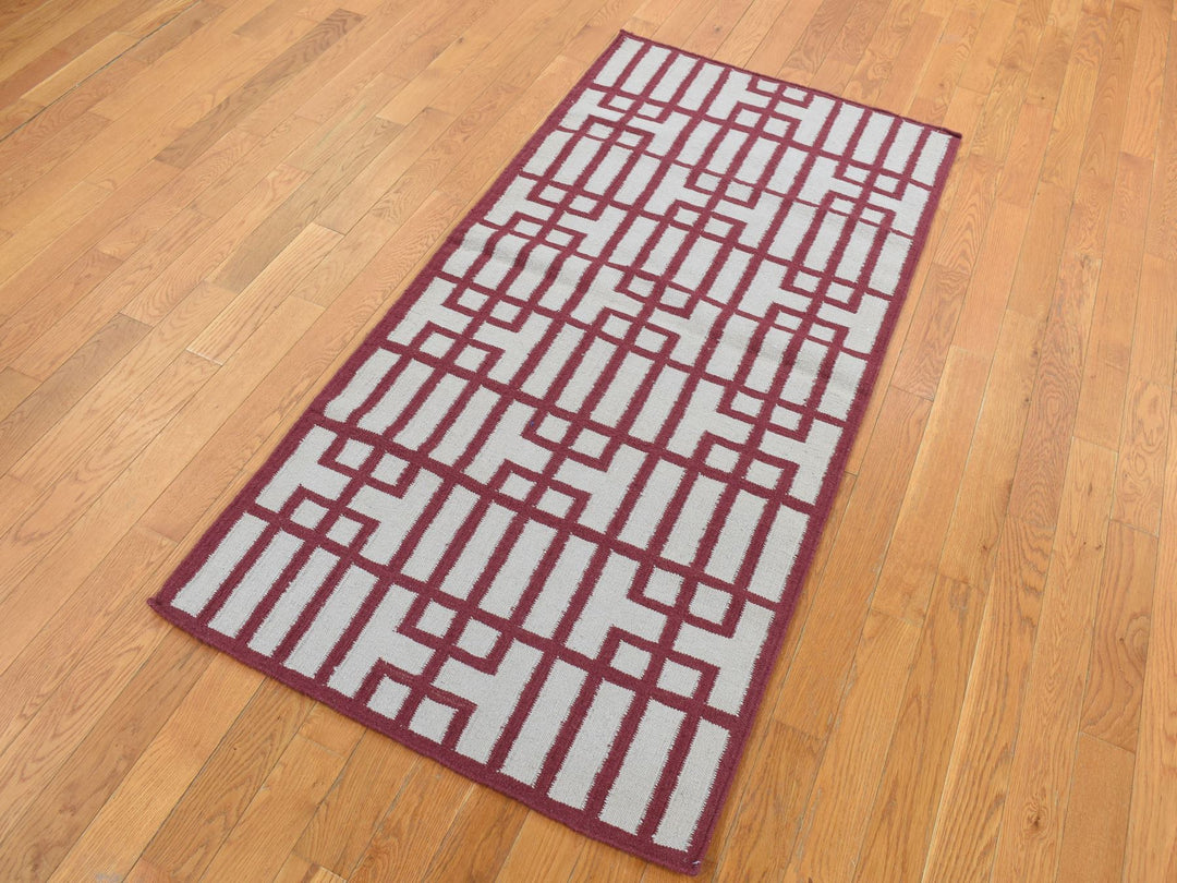 2'5" x 6'1" New Hand Woven Red Wool Runner Oriental Rug - MOA10287846