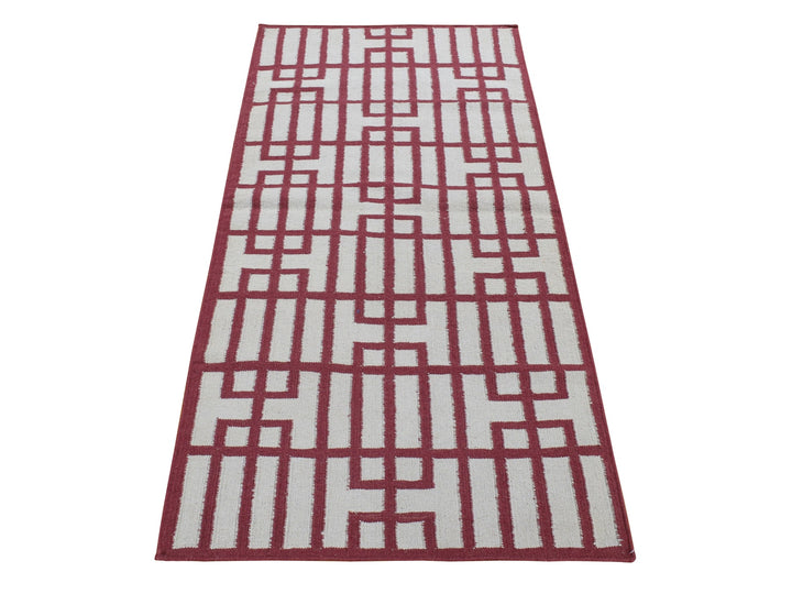 2'5" x 6'1" New Hand Woven Red Wool Runner Oriental Rug - MOA10287847