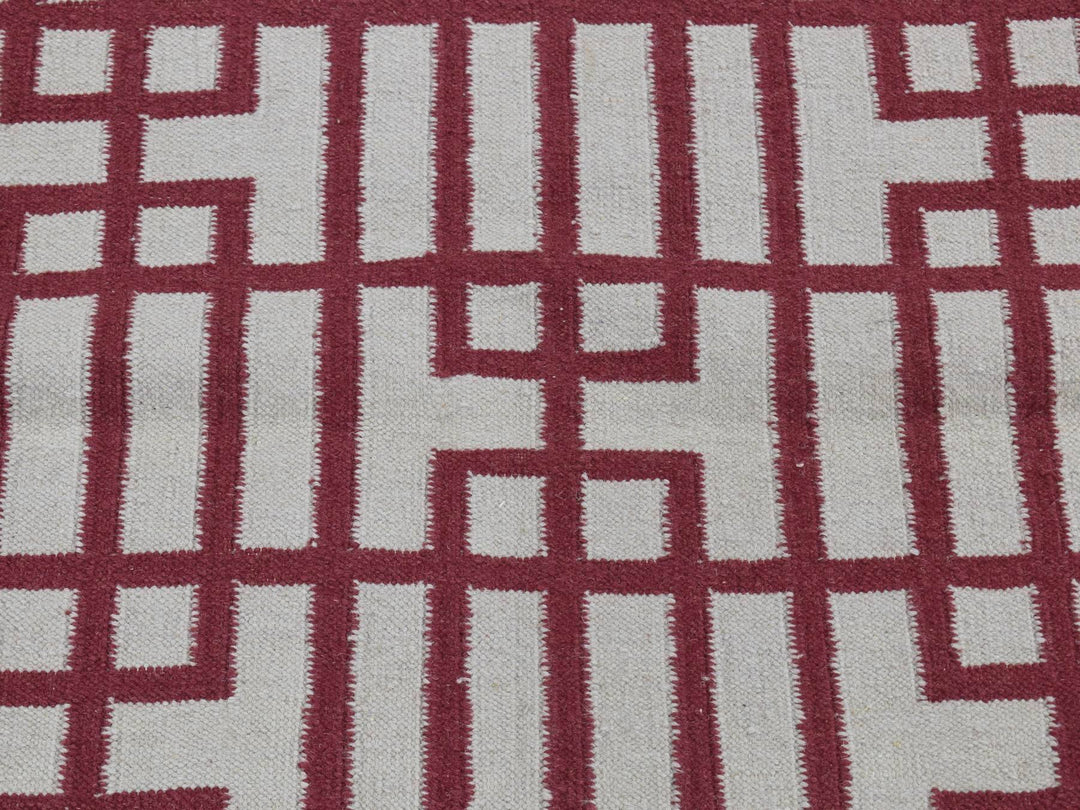 4'0" x 6'2" New Hand Woven Red Wool Rectangle Oriental Rug - MOA10287854