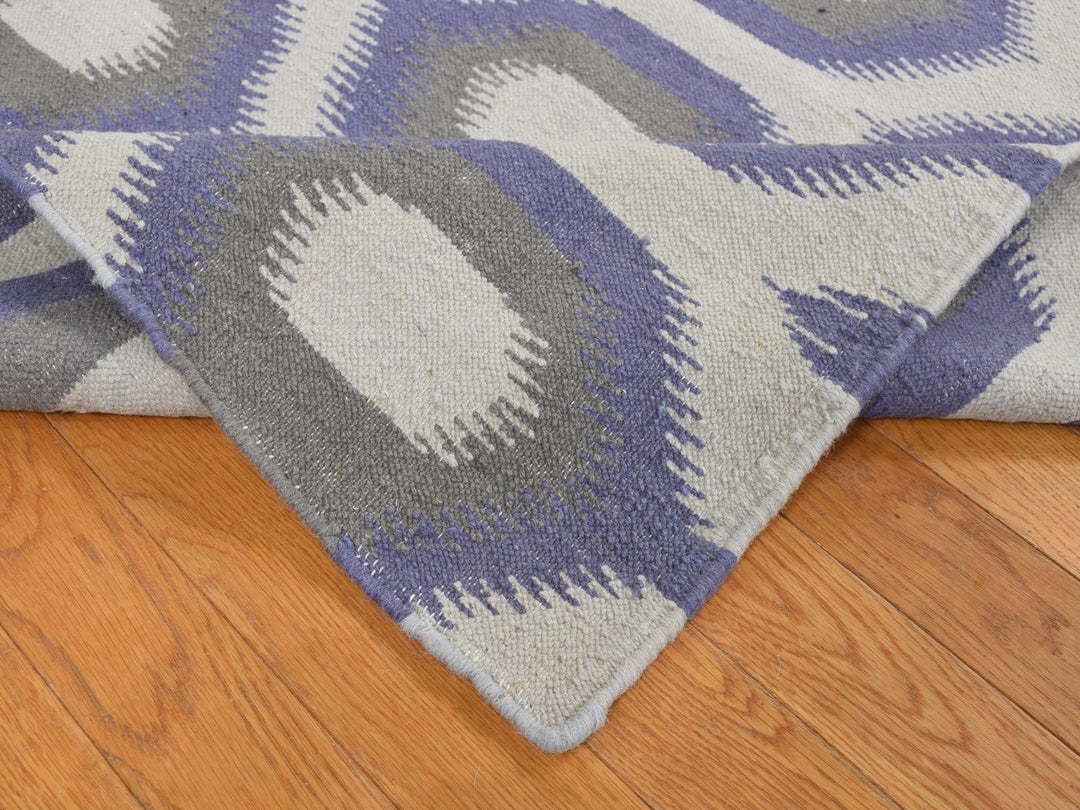 8'10" x 12'2" New Hand Woven Blue Wool Rectangle Oriental Rug - MOA10287860
