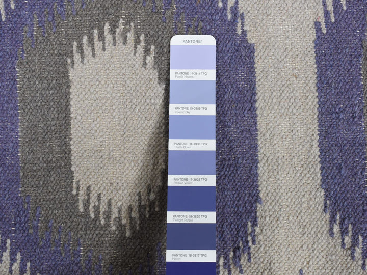 8'10" x 12'2" New Hand Woven Blue Wool Rectangle Oriental Rug - MOA10287860