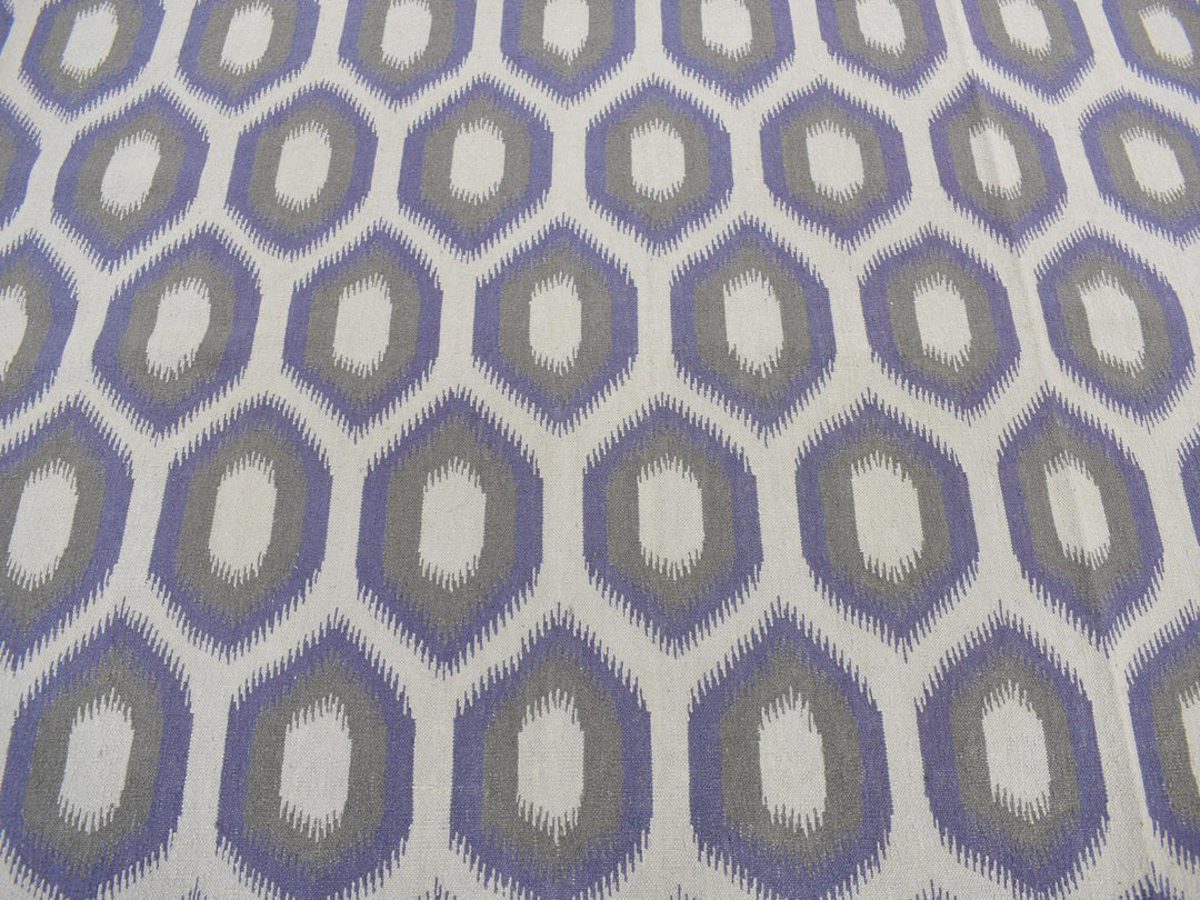 8'10" x 12'2" New Hand Woven Blue Wool Rectangle Oriental Rug - MOA10287860
