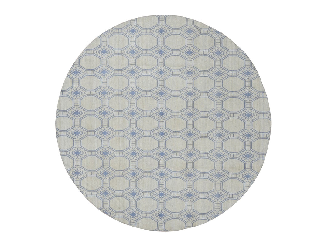 9'8" x 9'8" New Hand Woven Ivory Wool Round Oriental Rug - MOA10287862