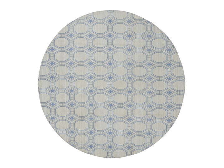 9'8" x 9'8" New Hand Woven Ivory Wool Round Oriental Rug - MOA10287862