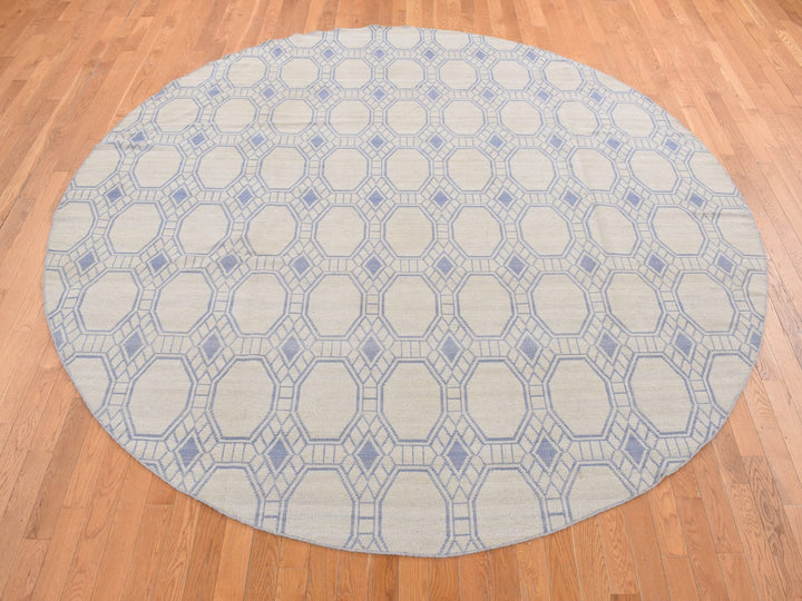 9'8" x 9'8" New Hand Woven Ivory Wool Round Oriental Rug - MOA10287862