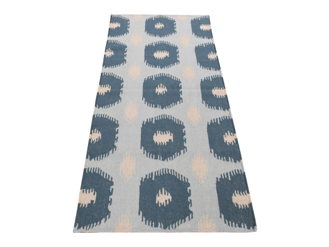 2'7" x 6'1" New Hand Knotted Blue Wool Runner Oriental Rug - MOA10287863