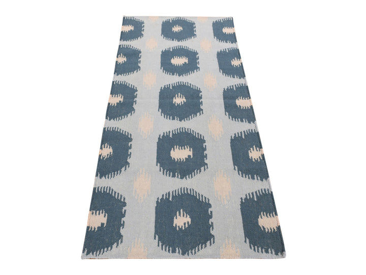 2'7" x 6'1" New Hand Knotted Blue Wool Runner Oriental Rug - MOA10287863