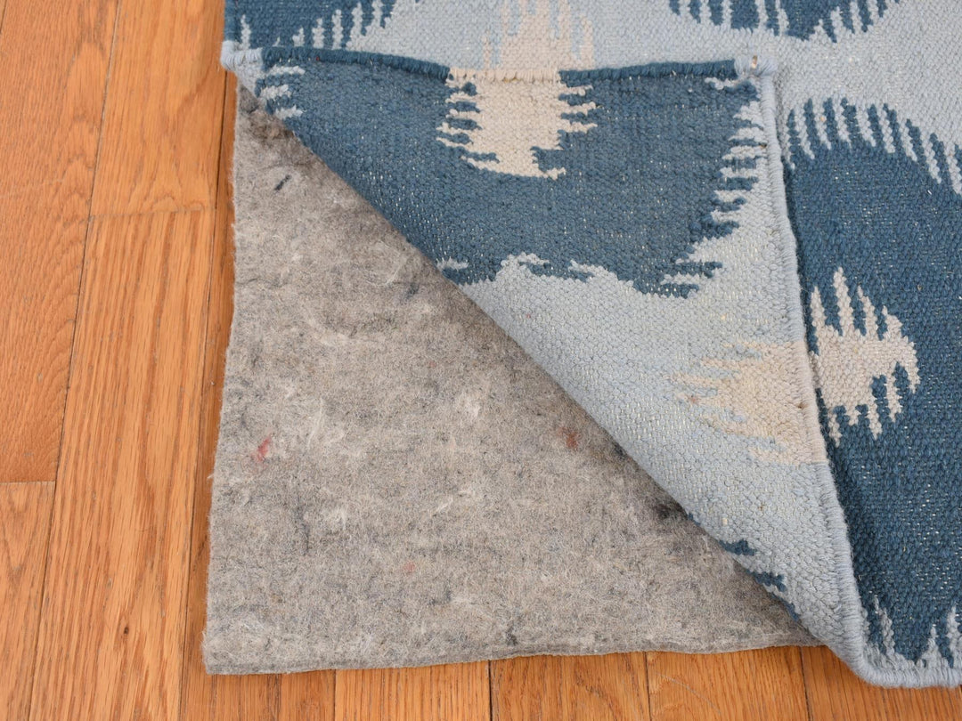 2'7" x 6'1" New Hand Knotted Blue Wool Runner Oriental Rug - MOA10287863