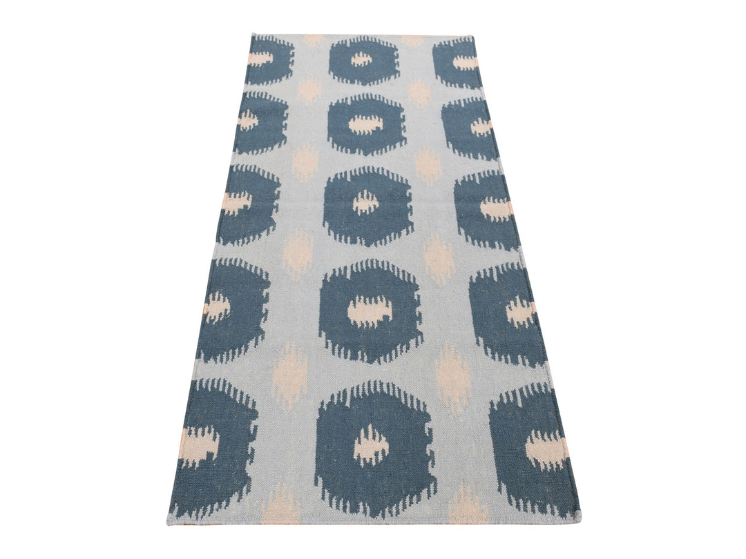 2'6" x 6'0" New Hand Knotted Blue Wool Runner Oriental Rug - MOA10287864