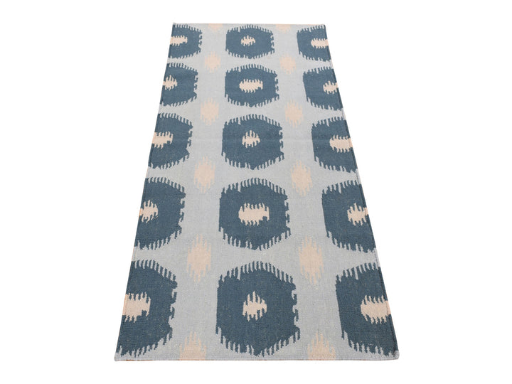 2'6" x 6'0" New Hand Knotted Blue Wool Runner Oriental Rug - MOA10287864