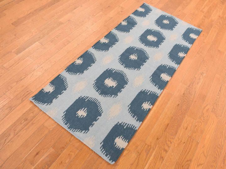 2'6" x 6'0" New Hand Knotted Blue Wool Runner Oriental Rug - MOA10287864