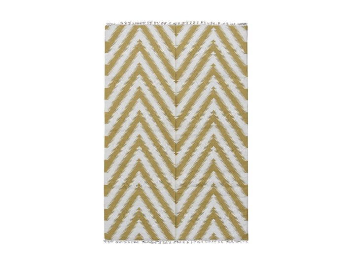 5'0" x 8'0" New Hand Woven Yellow Wool Rectangle Oriental Rug - MOA10287887