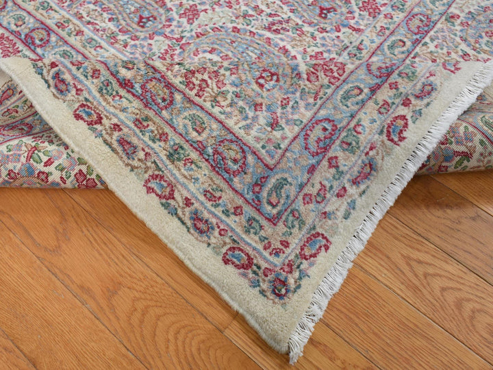 8'9" x 12'1" Vintage Hand Knotted Ivory Wool Rectangle Oriental Rug - MOA10287897