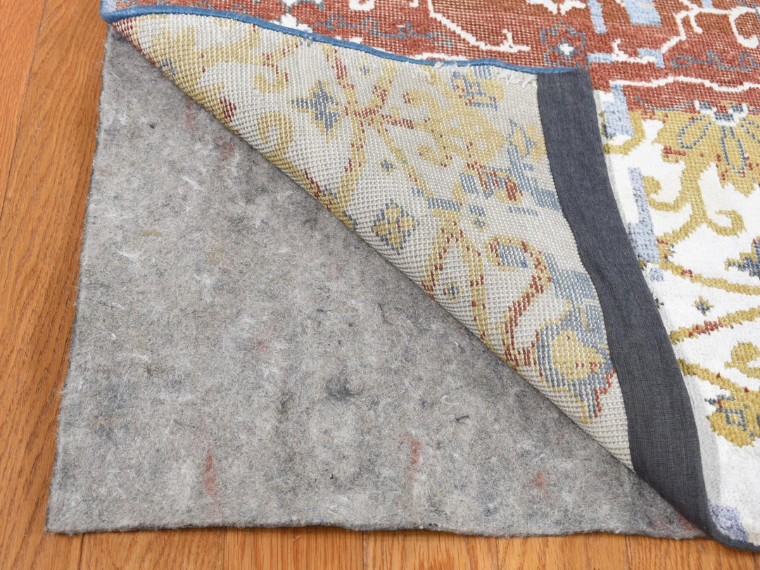 9'9" x 14'0" New Hand Knotted Blue Wool & Silk Rectangle Oriental Rug - MOA10287898