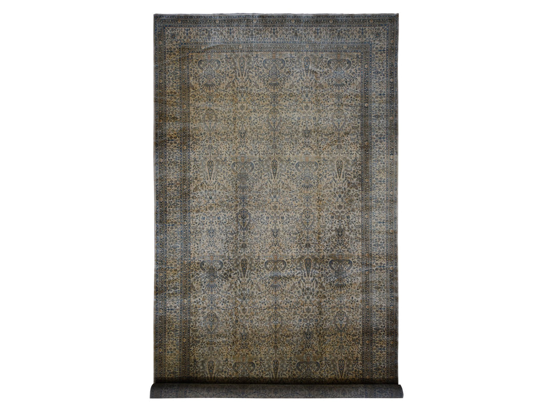 10'8" x 20'5" Vintage Hand Knotted Brown Wool Runner Oriental Rug - MOA10287903