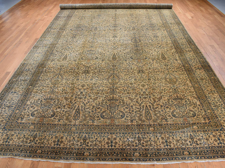 10'8" x 20'5" Vintage Hand Knotted Brown Wool Runner Oriental Rug - MOA10287903