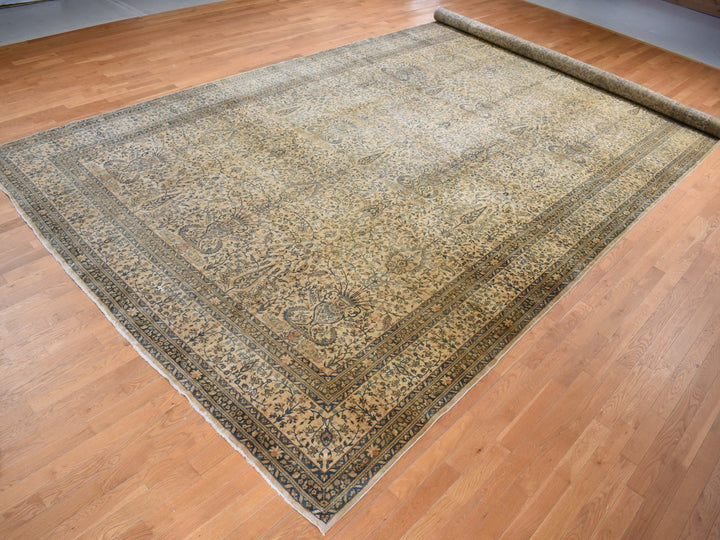 10'8" x 20'5" Vintage Hand Knotted Brown Wool Runner Oriental Rug - MOA10287903