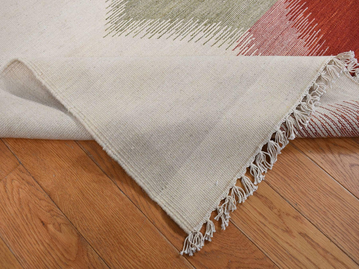9'0" x 12'7" New Hand Woven Ivory Wool Rectangle Oriental Rug - MOA10287911