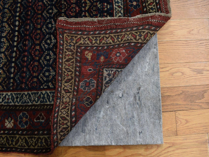 3'7" x 16'6" Vintage Hand Knotted Blue Wool Runner Oriental Rug - MOA10287914