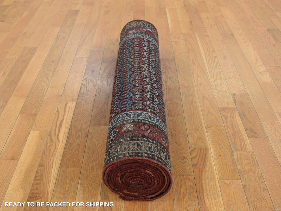 3'7" x 16'6" Vintage Hand Knotted Blue Wool Runner Oriental Rug - MOA10287914